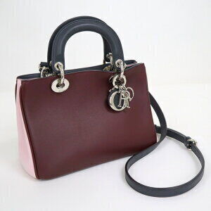 Christian Dior Diorissimo Bag Bordeaux Purple Pink Leather